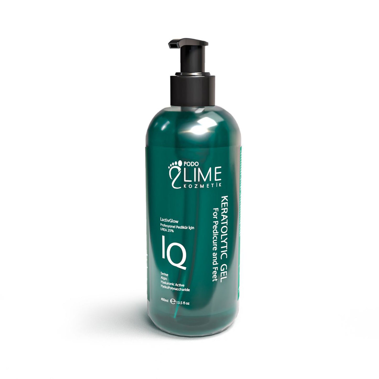 Keratolytic Gel 400 ml şişesi – sertleşmiş ve kalınlaşmış ciltler için profesyonel bakım jeli.