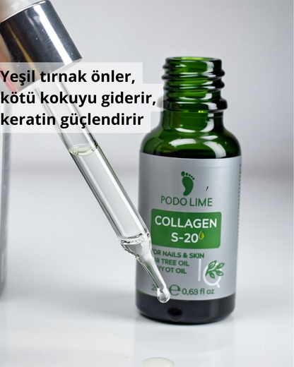 Collagen S-20 – kolajen destekli tırnak bakım yağı, kötü koku ve yeşil tırnak için profesyonel çözüm