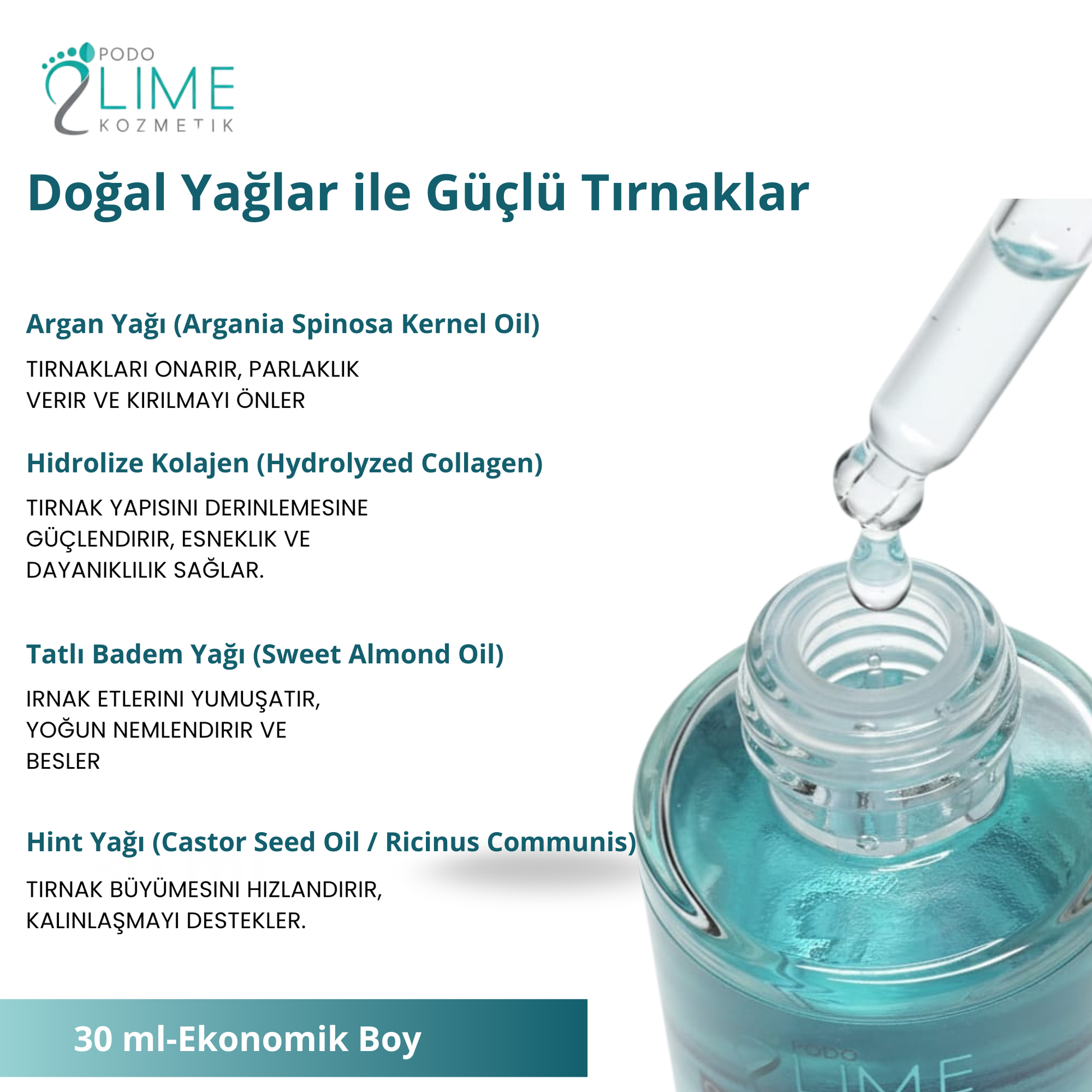 “Collagen Derm IQ kolajen serumu 30 ml ürün fotoğrafı – tırnak ve cilt bakımı için”