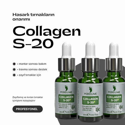 Collagen S-20 – kolajen destekli tırnak bakım yağı, kötü koku ve yeşil tırnak için profesyonel çözüm